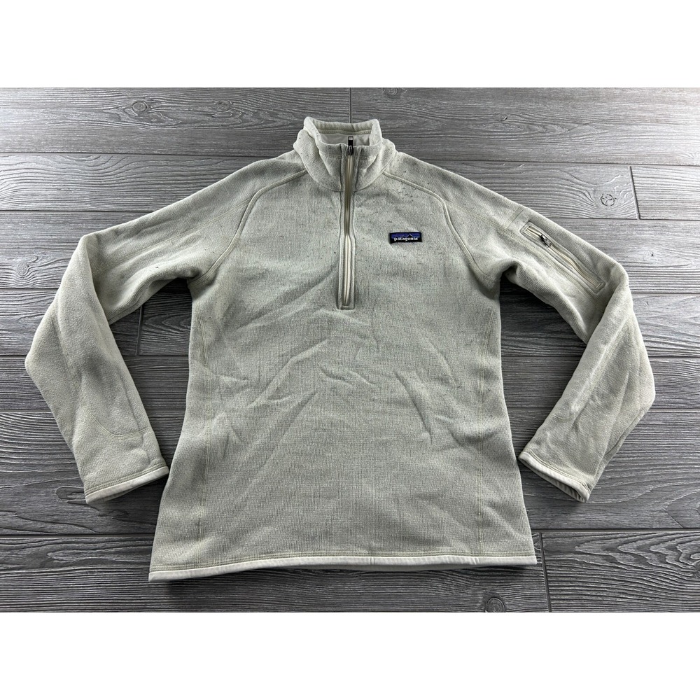 Patagonia Womens Better Sweater Pullover M Cream Off-White Fleece 1/4 Zip Jacket